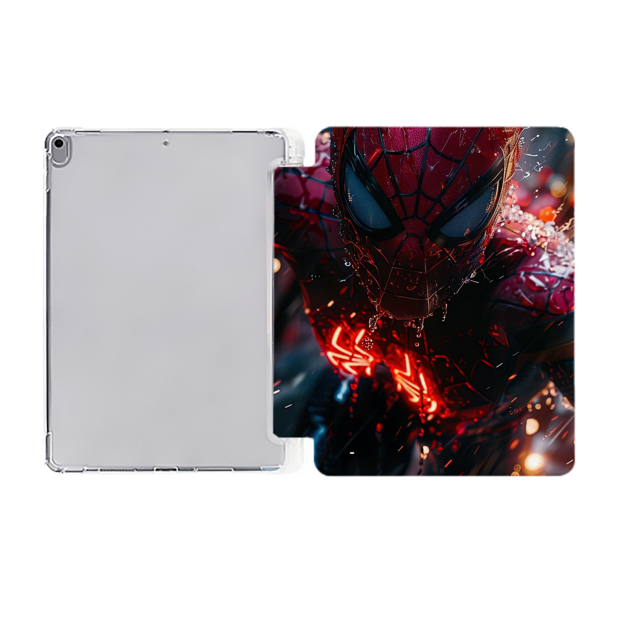 （画像用） Spider Man スパイダーマン IPad ケース ペン収納付き 三つ折りスタンド PUレザー×シリコン 対応機種9.5/10.5/10.9インチ